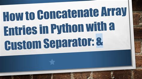 Concatenate With Separator Python