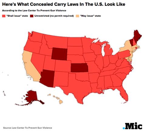 Concealed Carry States Map 2016 Printable Map