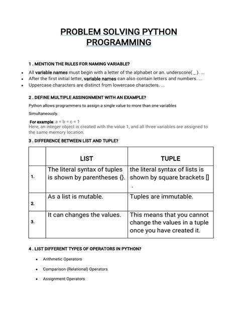 concept of problem solving in python pdf