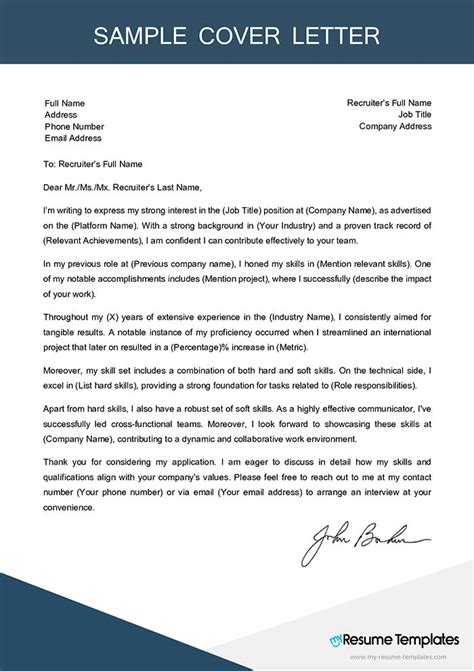 Sample Cover Letter For Resume
