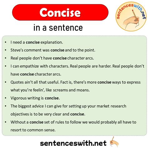 concise meaning in english with example