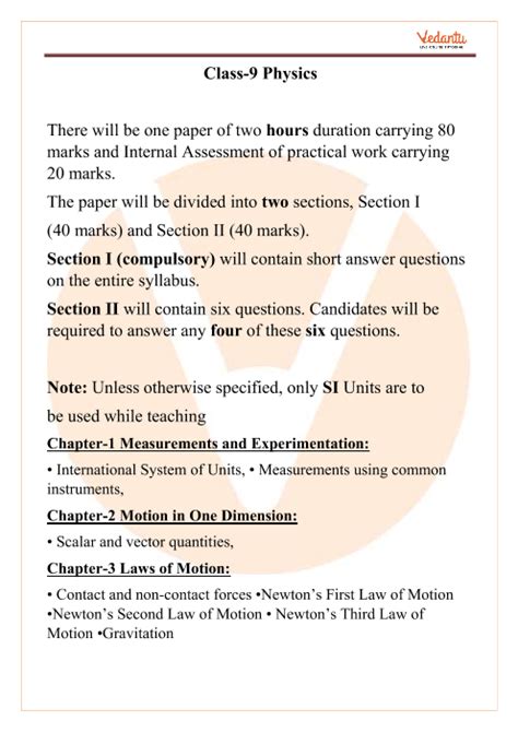 concise physics class 9 icse syllabus