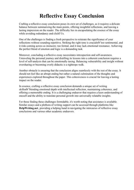 conclusion in reflection paper example