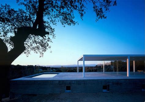 De Blas House, A Concrete Glass Box House Design Back View