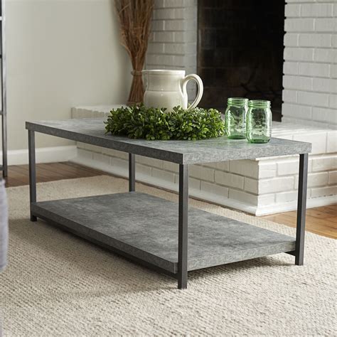 Modern Authentic Concrete Top Coffee Table by Accentrics Home