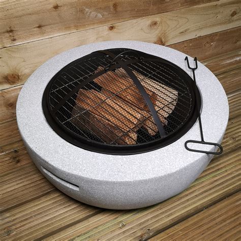 Concrete Effect Fire Pit With Log Store
