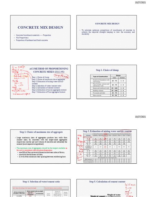 Concrete Mix Design Lecture Notes