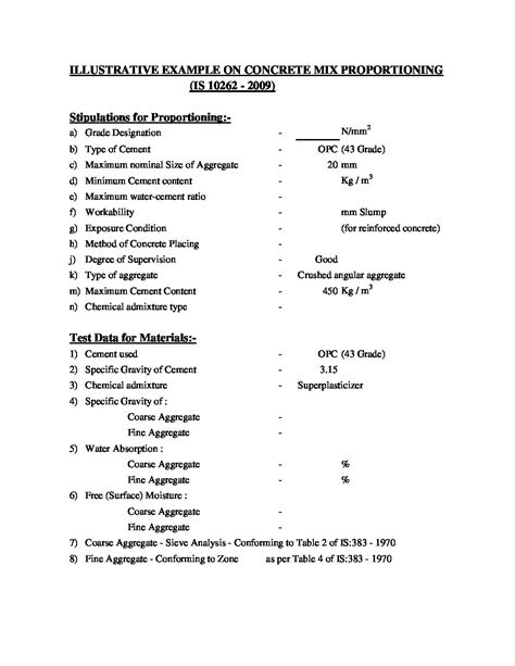 Concrete Mix Design Procedure As Per Is Code