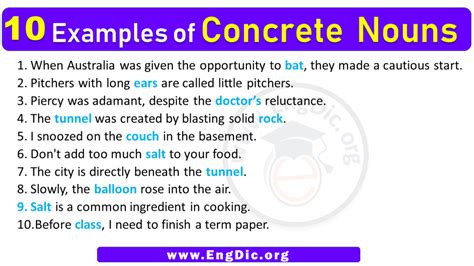 concrete nouns sentence examples