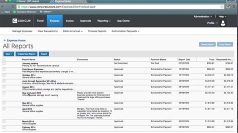 concur expense reports+possibilities