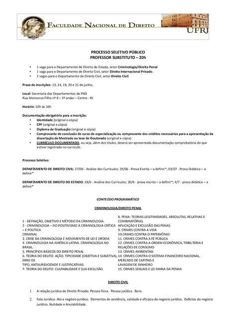 concurso professor direito ufrj