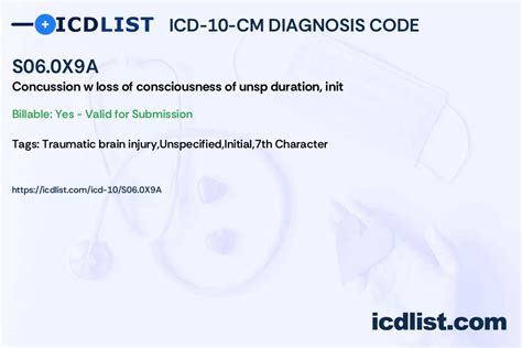 concussion icd 10 with loss of consciousness