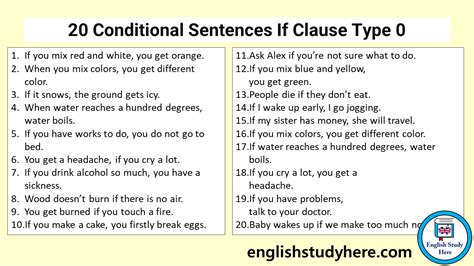 conditional clause type 0 examples