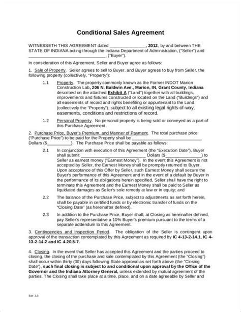 Conditional Sale Agreement Template