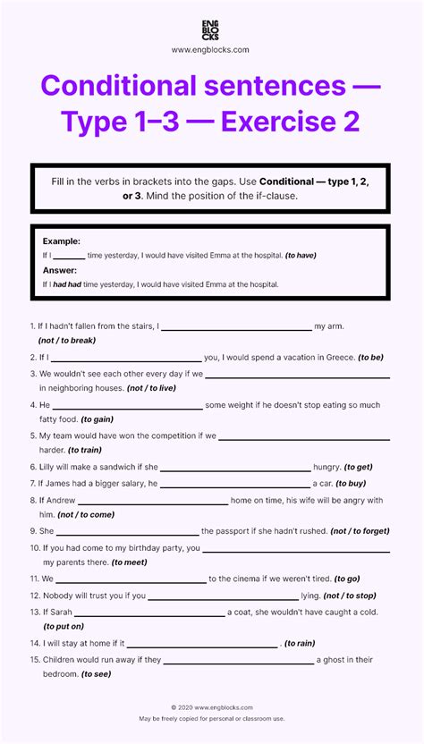 conditional sentences type 1 2 3 with answers