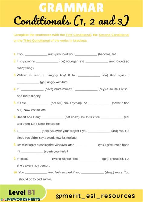 conditionals type 2 and 3 exercises pdf