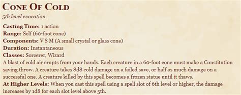 Cone Of Cold 5E Dndbeyond