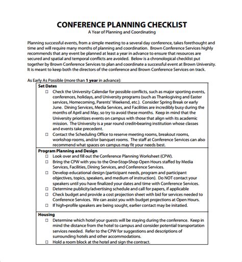 Conference Planning Guide Template