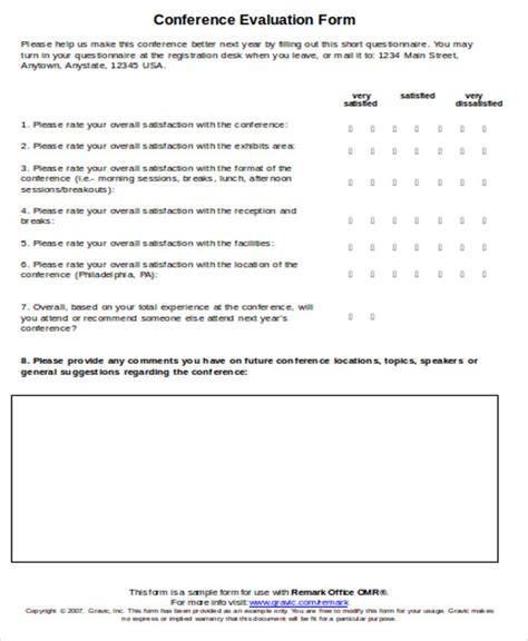 conference session evaluation form template