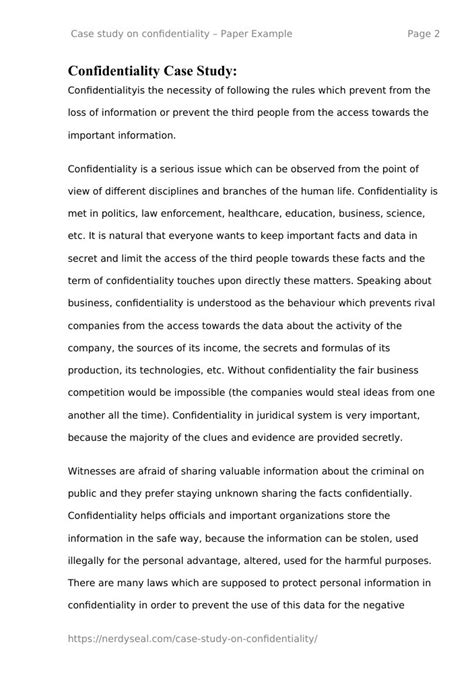 confidentiality case study examples