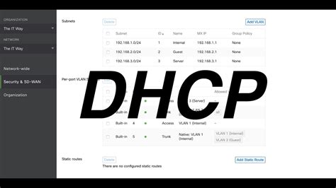 configure dhcp on meraki switch