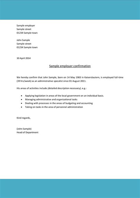 Confirmation Letter Letter of Confirmation Format