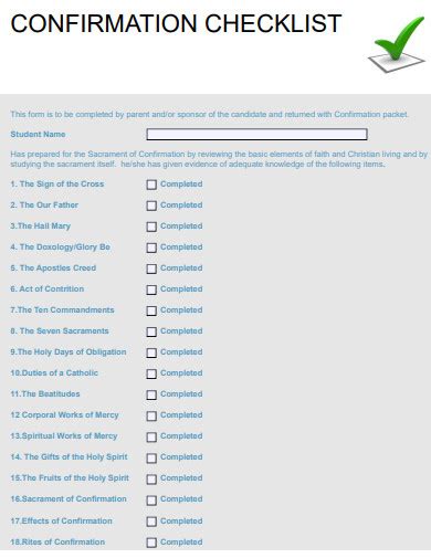 confirmation check list