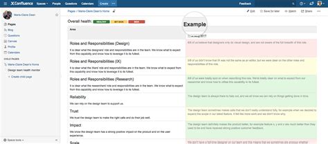 confluence documentation page examples