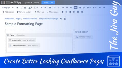 confluence page formatting tips