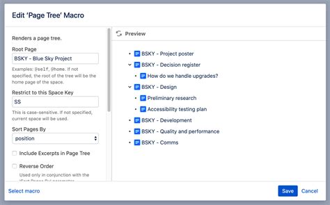 Confluence Template Page Tree