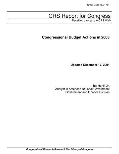 congressional budget office 2003 report