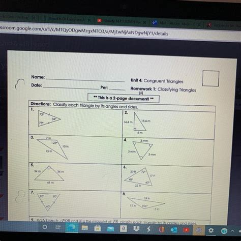 Congruent Triangles Answer Key