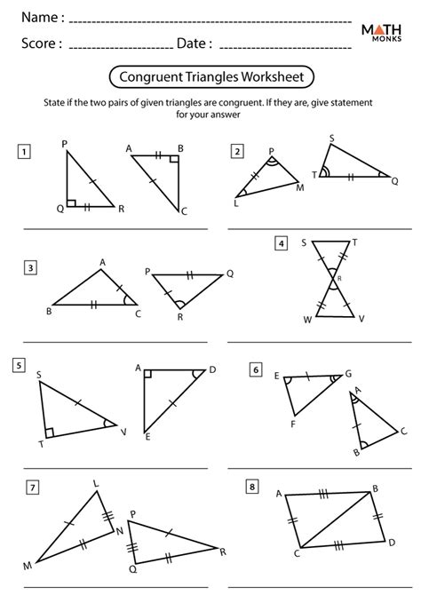 Congruent Triangles Test Pdf