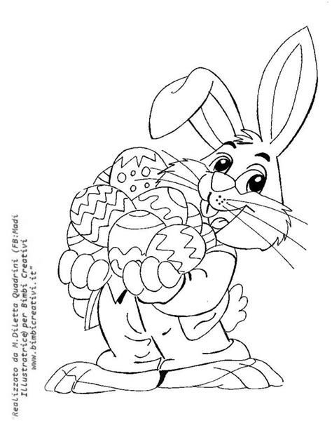 Disegno da colorare coniglietto con uova di Pasqua