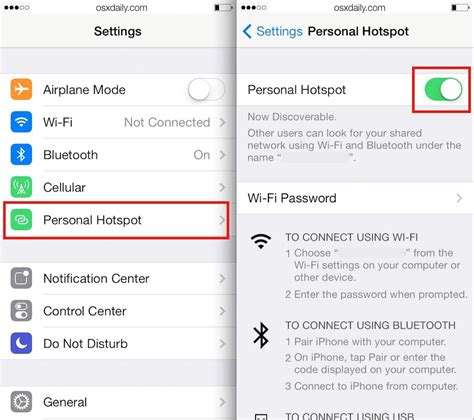 Connecting a Device to Your iOS Personal Hotspot