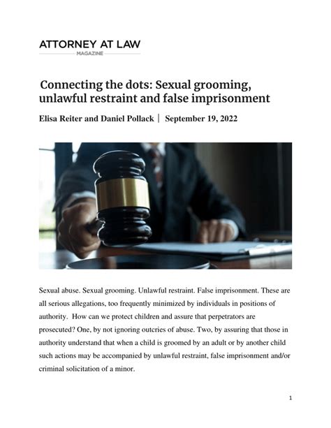 connecting the dots sexual grooming illegal restraint and false imprisonment