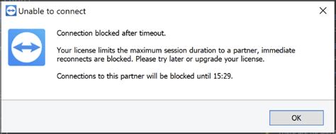 Teamviewer connection blocked after timeout zikabc