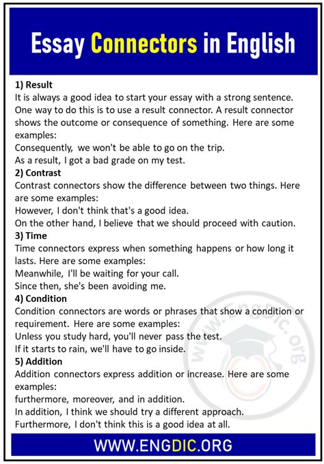 Connectors For Argumentative Essays