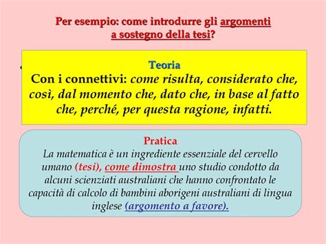 connettivi per introdurre un argomento