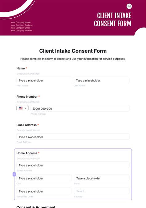 consent and intake form template