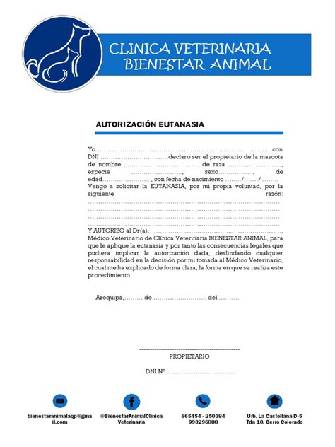 consentimiento de eutanasia veterinaria