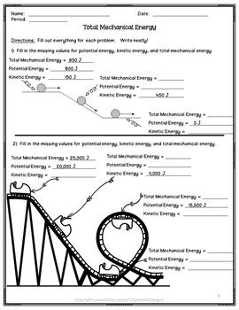 conservation of mechanical energy worksheet answers