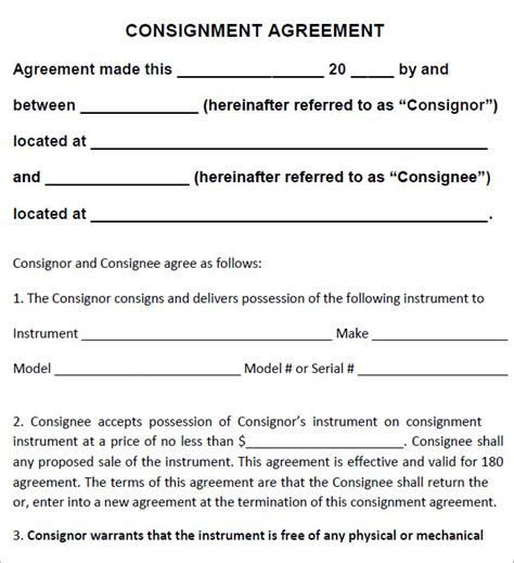 Consignment Agreement Form 7 Free Templates in PDF, Word, Excel Download