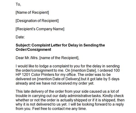 consignment complaint