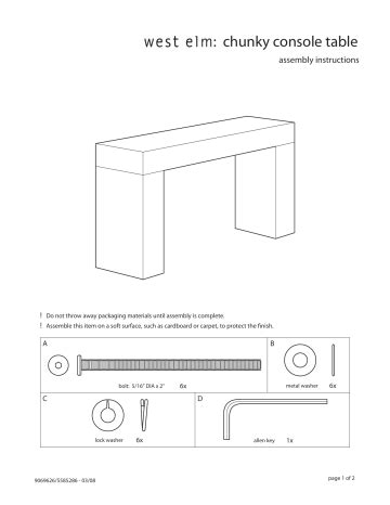 Console Table Assembly Instructions