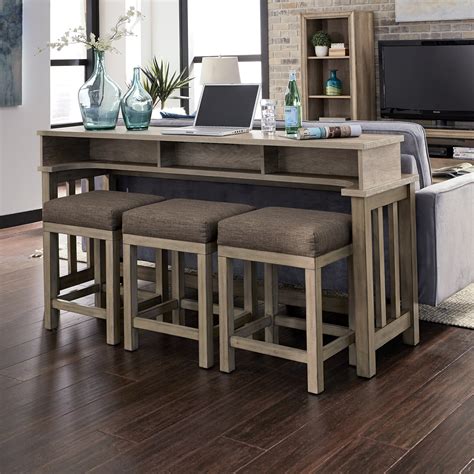 Torjin Brown and Gray Long Counter Height Dining Table Sofa table decor, Bar table behind