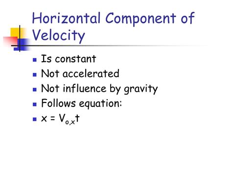 Constant Horizontal Component Of Velocity
