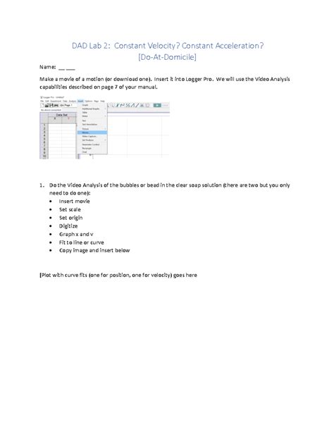 Constant Velocity And Constant Acceleration Lab