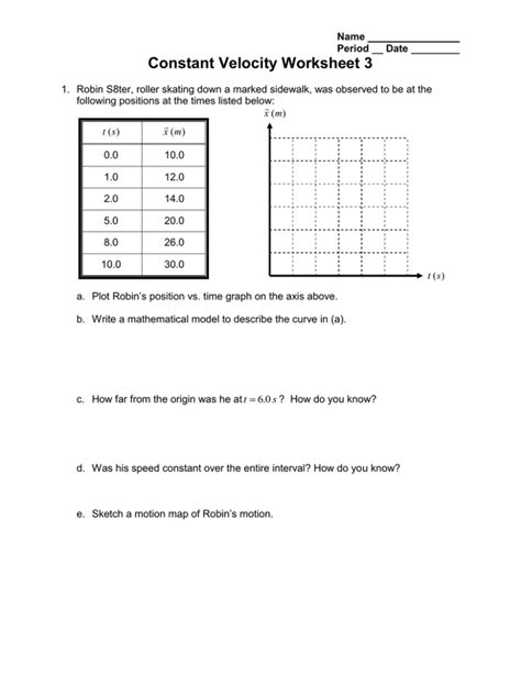 Constant Velocity Worksheet 3