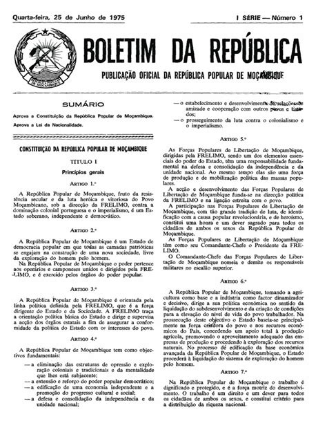 constituicao da republica de mocambique 1975